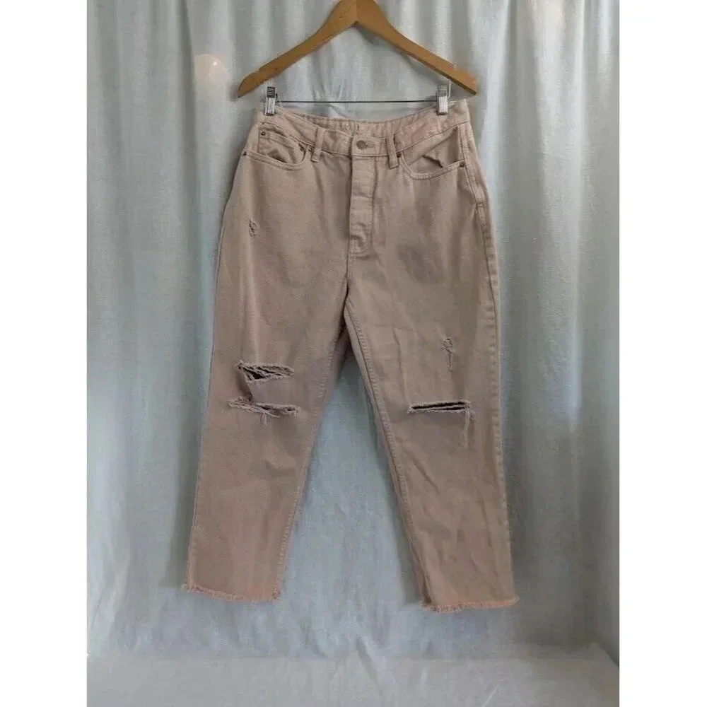 Vanilla Star Womens Jeans 90s Boyfriend Distressed Button Fly Size 11 Peachy
